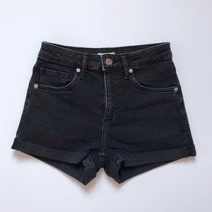 H&M High Waisted Washed-black Denim Shorts Size 2